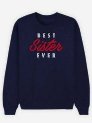 WOOOP Bluza "Best Sister" w kolorze granatowym rozmiar: L. Niebieskie bluzy z nadrukiem damskie Wooop, l, z bawełny. Za 108.99 zł.