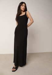 Czarna Bawełniana Sukienka z Odkrytymi Plecami i Guzikami Ocerial. Czarne sukienki damskie Born2be, do pracy, na lato, l, bez wzorów, z bawełny, casualowe, bez kołnierzyka, bez ramiączek, maxi, proste. Za 139.99 zł.