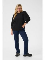 KAFFE curve Bluzka "Calvina" w kolorze czarnym rozmiar: M. Czarne bluzki damskie KAFFE curve, m, bez wzorów, bez kołnierzyka, bez ramiączek. Za 104.99 zł.