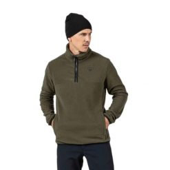 Polarowa kurtka narciarska na pół zamek Rossignol Strawpile. Zielone kurtki męskie Rossignol, bez wzorów, z polaru, bez kaptura, narciarskie. Za 279.99 zł.