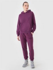 4F Spodnie dresowe joggery damskie - fioletowe XL. Fioletowe spodnie dresowe damskie 4f, l, bez wzorów, z bawełny. Za 129.99 zł.