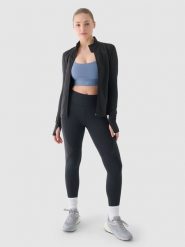 4F Legginsy treningowe z wysokim stanem damskie - szare S. Szare legginsy damskie 4f, s, bez wzorów, z dzianiny, z podwyższonym stanem, na fitness i siłownię. W wyprzedaży za 99.99 zł.