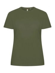 Clique Basic-T Women Dopasowana koszulka damska z bawełny - olive green. Zielone t-shirty damskie CLIQUE, xl, bez wzorów, z bawełny, bez kołnierzyka. Za 97.35 zł.