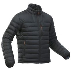 Kurtka puchowa turystyczna męska MT500 -10°C. Czarne kurtki męskie FORCLAZ, l, bez wzorów, z materiału, sportowe, bez kaptura. Za 399.99 zł.