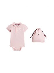 Tommy Hilfiger Body dziecięce Essential KN0KN02372 Różowy. Czerwone body niemowlęce Tommy Hilfiger, bez wzorów, z bawełny, bez ramiączek. Za 169.99 zł.