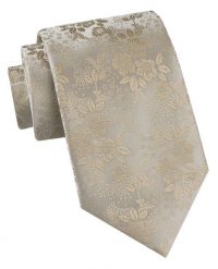 Klasyczny Krawat Męski - Chattier - Jasny Beż, Wzór w Kwiatki. Krawaty i muchy męskie Chattier, bez wzorów, z tkaniny, eleganckie. Za 49.00 zł.