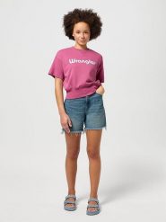 Wrangler Szorty dżinsowe w kolorze niebieskim rozmiar: W32. Niebieskie szorty damskie Wrangler, z aplikacjami, z bawełny. Za 105.38 zł.