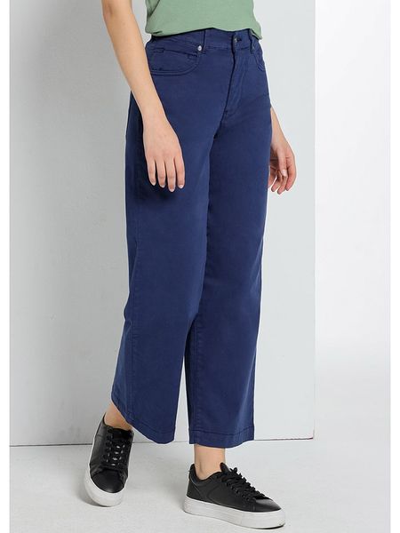 CIMARRON Spodnie w kolorze granatowym rozmiar: W34. Niebieskie spodnie materiałowe damskie CIMARRON, bez wzorów, z materiału, klasyczne, z podwyższonym stanem. Za 83.22 zł.