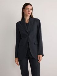 Marynarka z wełną - ciemnoszary. Szare marynarki i żakiety damskie Reserved, l, bez wzorów, z tkaniny. W wyprzedaży za 219.99 zł.