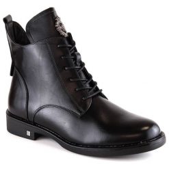 Botki damskie sznurowane i na zamek czarne Potocki SZ12179. Czarne botki damskie POTOCKI, ze skóry ekologicznej, bez obcasa, bez zapięcia. Za 189.99 zł.