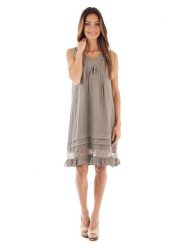 Toutes en lin Lniana sukienka w kolorze szarobrązowym rozmiar: 36/38. Brązowe sukienki damskie Toutes en lin, bez wzorów, klasyczne, bez kołnierzyka, bez ramiączek, midi. Za 121.99 zł.