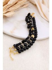 L'Atelier de Gaia Pozłacana bransoletka z onyksami rozmiar: onesize. Czarne bransoletki damskie L'Atelier de Gaia, pozłacane. Za 74.46 zł.