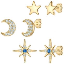 Yokoamii Kolczyki na sztyft Ksiezyc/Gwiazdy z mosiadzu w kolorze zlotym z cyrkonia 1 ct Damski. Żółte kolczyki damskie Yokoamii, z cyrkonią, pozłacane, na sztyftcie. Za 159.99 zł.