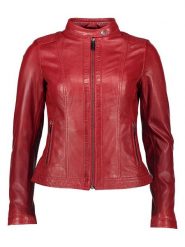 Bugatti Skórzana kurtka w kolorze czerwonym rozmiar: 40. Czerwone kurtki damskie Bugatti, bez wzorów, ze skóry, bez kaptura. Za 717.99 zł.