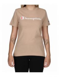 Koszulka damska Champion SS Tee 117534. Brązowe t-shirty damskie CHAMPION, s, bez wzorów, z bawełny, bez kołnierzyka. Za 69.09 zł.