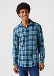 WRANGLER LS 1 PKT SHIRT MĘSKA KOSZULA W KRATĘ KRATA HYDRO INDYGO 112350492 W5A9017326. Koszule męskie Wrangler, m, bez wzorów, bez kołnierzyka, bez ramiączek. Za 139.99 zł.