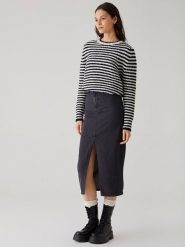 LTB Spódnica dżinsowa "Irene" w kolorze czarnym rozmiar: XL. Czarne spódniczki damskie LTB, xl, z aplikacjami, klasyczne, z podwyższonym stanem, midi, proste. Za 116.95 zł.