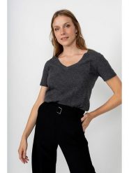 Perfect Cashmere Kaszmirowa koszulka "Joy" w kolorze antracytowym rozmiar: XL. Czarne bluzki damskie Perfect Cashmere, xl, bez wzorów, z kaszmiru, bez kołnierzyka, bez ramiączek. Za 222.94 zł.