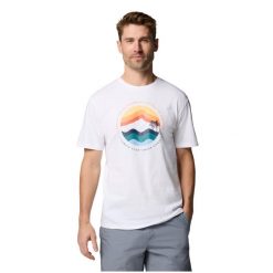 T-shirt sportowy z krótkim rękawem męski Path Lake II Graphic Tee. Białe t-shirty męskie Columbia, m, bez wzorów, z bawełny, bez kołnierzyka. Za 99.99 zł.