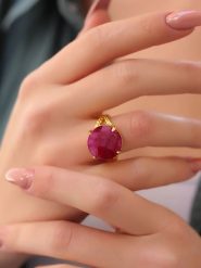 Pierres delicates Pozłacany pierścionek z agatem rozmiar: onesize. Różowe pierścionki damskie Pierres delicates, z agatem, pozłacane. Za 34.99 zł.