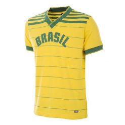 Koszulka retro piłkarska dla dorosłych - Brazylia 1984 - Żółta. Żółte t-shirty sportowe męskie COPA FOOTBALL, bez ramiączek, do piłki nożnej. Za 298.21 zł.