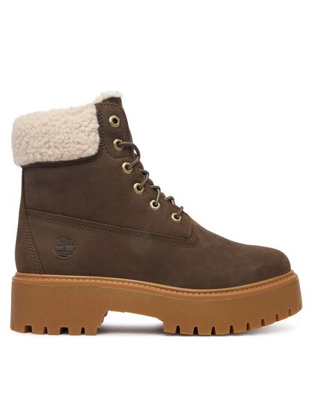 Timberland Trzewiki TB0A2PU6W011 Brązowy. Brązowe botki damskie Timberland, ze skóry, bez obcasa, na płaskiej podeszwie, bez zapięcia. Za 999.99 zł.