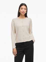 Vila Kardigan "Viliga" w kolorze beżowym rozmiar: S. Brązowe kardigany damskie Vila, s, bez wzorów, z materiału. Za 74.99 zł.