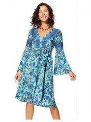 Aller Simplement Sukienka w kolorze turkusowo-niebieskim rozmiar: 38/40. Niebieskie sukienki damskie Aller Simplement, bez wzorów, bez kołnierzyka, bez ramiączek, midi. Za 56.99 zł.