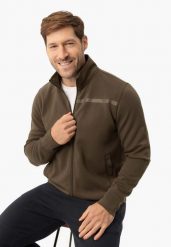 Bluza ze stójką B-LUNOS. Brązowe bluzy bez kaptura męskie Volcano, bez wzorów, z bawełny, eleganckie, bez kołnierzyka, bez ramiączek. Za 189.99 zł.