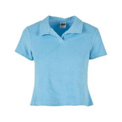 Koszulka Polo Damska Tkanina Ręcznikowa. Niebieskie topy sportowe damskie Urban Classics, xl, bez wzorów, z tkaniny, bez ramiączek. Za 122.99 zł.