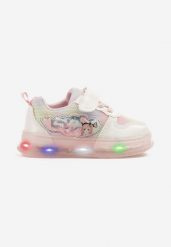 Różowe Buty Sportowe Sneakersy z Ledami Brokatem i Bajkową Aplikacją Sonitiela. Czerwone sukienki niemowlęce Born2be, z aplikacjami, z jeansu, bez ramiączek. Za 49.99 zł.