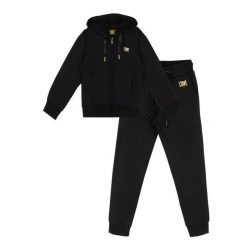 Bluza z bawełna z kaptur na co dzień na siłownię. Czarne spodnie dresowe damskie LEONE 1947 APPAREL, bez wzorów, z bawełny. W wyprzedaży za 112.15 zł.