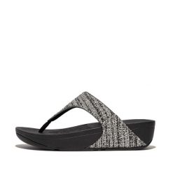 Sandały damskie FitFlop Lulu Shimmerweave. Czarne sandały damskie FIT FLOP, bez wzorów, z materiału, bez obcasa. Za 442.50 zł.
