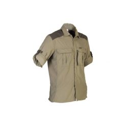 Koszula myśliwska długi rękaw 900. Brązowe koszule męskie SOLOGNAC, xl, bez wzorów, z elastanu, bez kołnierzyka, bez ramiączek. Za 129.99 zł.