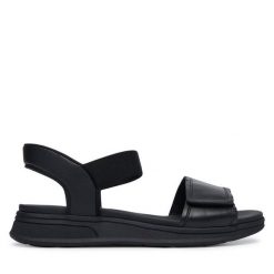 Sandały Caprice. Czarne sandały damskie Caprice, bez wzorów, bez obcasa, na płaskiej podeszwie. Za 339.99 zł.