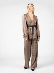 Pinko Spodnie "Barile" | 101013 8277 | Kobieta | Brązowy. Brązowe spodnie materiałowe damskie Pinko, bez wzorów, z tkaniny, klasyczne, z podwyższonym stanem. W wyprzedaży za 289.00 zł.