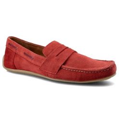 Czerwone Mokasyny Męskie Karino Stylowe Obuwie. Czerwone buty wizytowe męskie Karino, z jeansu, bez zapięcia. Za 189.00 zł.