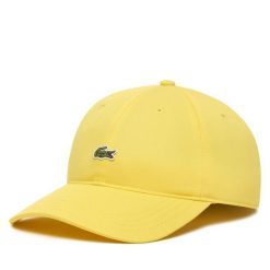 Czapka z daszkiem Lacoste. Żółte czapki z daszkiem damskie Lacoste, bez wzorów. Za 269.99 zł.