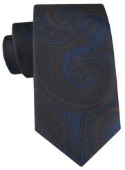 Męski Krawat - Granat i Brąz, Duży Wzór Orientalny - Angelo di Monti. Niebieskie krawaty i muchy męskie Angelo di Monti, bez wzorów, z tkaniny, eleganckie. Za 49.99 zł.