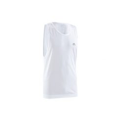 Koszulka do biegania bez rękawów RUN DRY męska. Białe t-shirty sportowe męskie KALENJI, l, z materiału, bez ramiączek, do biegania. Za 19.99 zł.