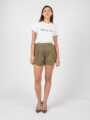 Pinko Szorty "Gioiosa" | J10WR Y847 | Kobieta | Wojskowa Zieleń. Zielone szorty damskie Pinko, bez wzorów, z bawełny, eleganckie. W wyprzedaży za 299.00 zł.