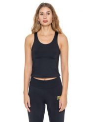 Active Gold damski krótki top bez rękawów. Czarne topy sportowe damskie LEONE 1947 APPAREL, m, bez wzorów, bez ramiączek. Za 147.35 zł.