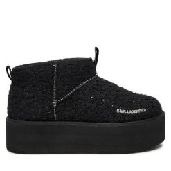Botki KARL LAGERFELD. Czarne botki damskie Karl Lagerfeld, bez obcasa, na koturnie, bez zapięcia. Za 569.99 zł.