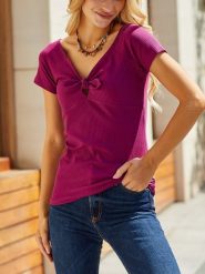 LA Angels Koszulka w kolorze fioletowym rozmiar: XL. Różowe bluzki damskie LA Angels, xl, bez wzorów, bez kołnierzyka, bez ramiączek. Za 78.99 zł.