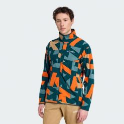 Bluza Terrex Multi Printed Full-Zip Fleece. Brązowe bluzy bez kaptura męskie Adidas, l, z materiału. Za 296.75 zł.