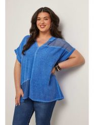 Curvy Lady Bluzka w kolorze niebieskim rozmiar: 44/46. Niebieskie bluzki damskie Curvy Lady, bez wzorów, klasyczne, bez kołnierzyka, bez ramiączek. Za 154.07 zł.