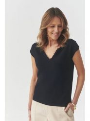 TATUUM Koszulka "Dandy" w kolorze granatowym rozmiar: L. Niebieskie bluzki damskie Tatuum, l, bez wzorów, bez kołnierzyka, bez ramiączek. Za 191.88 zł.