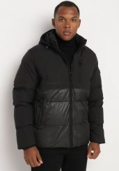 Czarna Pikowana Kurtka z Odpinanym Kapturem i Zasuwanymi Kieszeniami Rinnesia. Czarne kurtki męskie Born2be, l, bez wzorów, z jeansu, eleganckie. Za 219.99 zł.