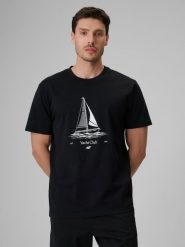 T-shirt relaxed z nadrukiem męski 4F 4FRSS26TTSHM3996. Niebieskie t-shirty męskie 4f, na lato, m, bez wzorów, z bawełny, bez kołnierzyka. Za 69.99 zł.