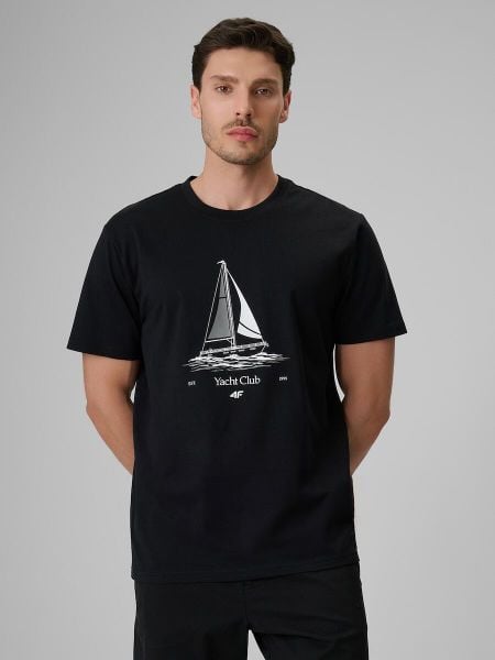 T-shirt relaxed z nadrukiem męski 4F 4FRSS26TTSHM3996. Niebieskie t-shirty męskie 4f, na lato, m, bez wzorów, z bawełny, bez kołnierzyka. Za 57.99 zł.